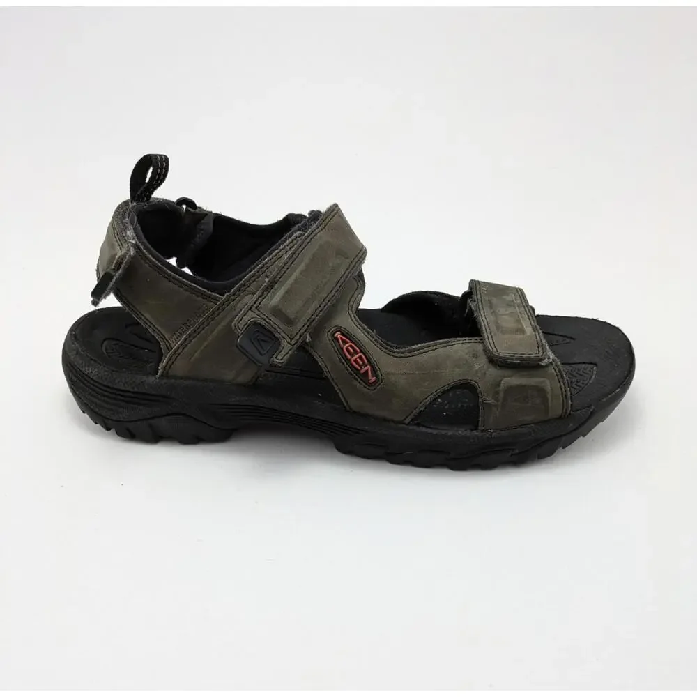 Mens Keen Targhee III Open Toe Grey 2-Strap Open Toe Leather Sandals Size 10